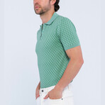 Checker Texture Short Sleeve Polo Shirt // Mint (L)