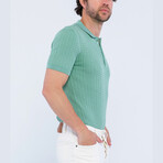 Cable Knit Short Sleeve Polo Shirt // Mint (L)