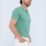 Checker Texture Short Sleeve Polo Shirt // Mint (M)
