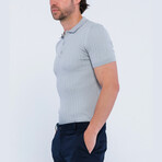 Cable Knit Short Sleeve Polo Shirt // Gray (3XL)
