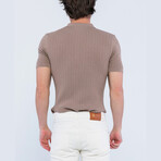 Cable Knit Short Sleeve Polo Shirt // Light Brown (2XL)