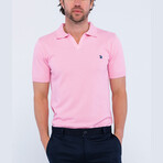 Caesar Knitted Polo Shirt // Pink (L)