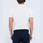 Checker Texture Short Sleeve Polo Shirt // Ecru (L)