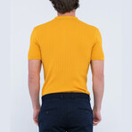 Cable Knit Short Sleeve Polo Shirt // Mustard (S)
