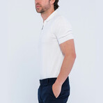 Checker Texture Short Sleeve Polo Shirt // Ecru (M)