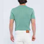 Cable Knit Short Sleeve Polo Shirt // Mint (XL)