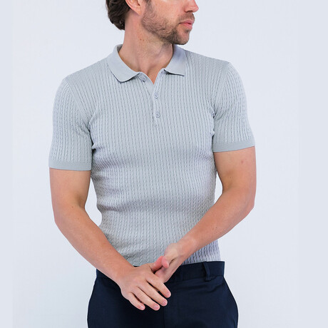Curtis Knitted Polo Shirt // Gray (S)