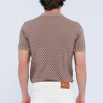 Checker Texture Short Sleeve Polo Shirt // Light Brown (M)