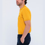 Knitted Short Sleeve Polo Shirt // Mustard (S)