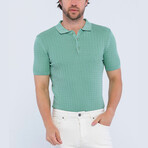 Cable Knit Short Sleeve Polo Shirt // Mint (XL)