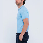 Checker Texture Short Sleeve Polo Shirt // Light Blue (S)