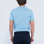 Knitted Short Sleeve Polo Shirt // Light Blue (L)