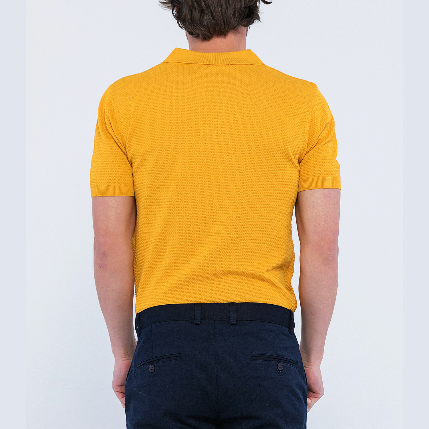 Knitted Short Sleeve Polo Shirt // Mustard (2XL) - Giorgio di Mare ...