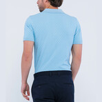 Checker Texture Short Sleeve Polo Shirt // Light Blue (XL)