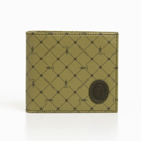 Monogram Bifold Wallet with Coin Pocket // Olive Green