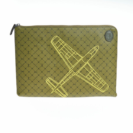Airplane Print Laptop Case // Olive Green