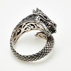Men's Dragon Wrap + Sapphire Ring // Silver + Red (9)