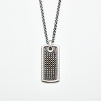 Men's Pave Dog Tag Necklace // Silver + Black