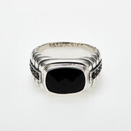 Men's Onyx Ring // Silver + Black (9)