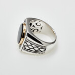 Men's Bali Bezel Ring // Silver + Black + 18K Gold (12)