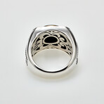 Men's Bali Bezel Ring // Silver + Black + 18K Gold (10)