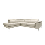 Ravello Collection // Italian Leather Sectional Sofa // Left Chaise Right Arm // Bone