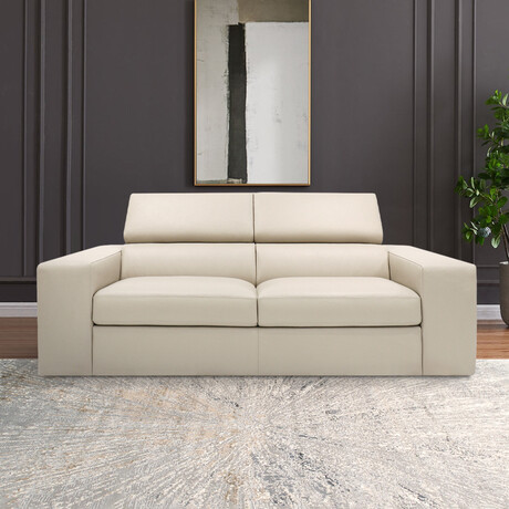 Lombardi Collection // Italian Leather Upholstered Sofa + Adjustable Headrests // Tan