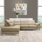 Ravello Collection // Italian Leather Sectional Sofa // Left Chaise Right Arm // Mocha