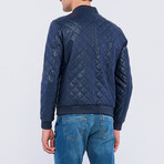 Diamond Quilted Jacket // Navy Blue (2XL)