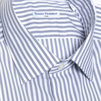 Hank Slim Medium Collar Button Up Shirt // White + Gray (Euro Size: 39)