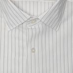 Ethan Slim Medium Collar Button Up Shirt // White + Beige + Green (Euro Size: 40)