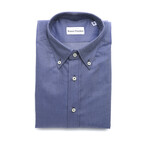 Fredrick Slim Medium Collar Button Up Shirt // Blue + White (Euro Size: 39)