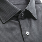 Kevin Slim Medium Collar Button Up Shirt // Black (Euro Size: 39)