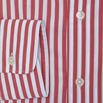 David Slim Medium Collar Button Up Shirt // White + Red (Euro Size: 40)