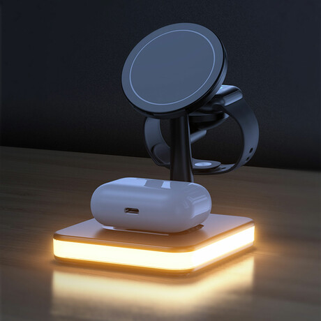 MagMini // Mini 6-in-1 Magnetic Charge Station + Bedside Lamp (White)