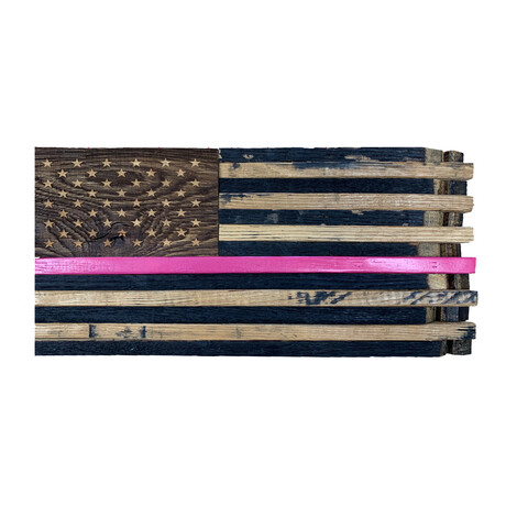 Bourbon Barrel American Flag Décor // The Breast Cancer Awareness Lieutenant