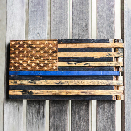 Bourbon Barrel American Flag Décor // The Blue Line Lieutenant