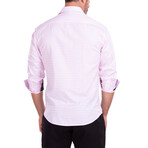 Diamond Texture + Solid Long Sleeve Button-Up Shirt // Pink (M)