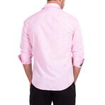 Crosshatch Long Sleeve Button-Up Shirt // Pink (M)