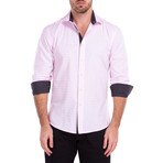 Diamond Texture + Solid Long Sleeve Button-Up Shirt // Pink (3XL)
