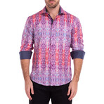 Psychedelic Kaleidoscope Long Sleeve Button-Up Shirt // Red (XS)