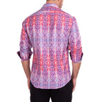 Psychedelic Kaleidoscope Long Sleeve Button-Up Shirt // Red (M)