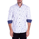 Urchin Print Long Sleeve Button-Up Shirt // White (XL)