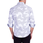Maze Pattern Long Sleeve Button-Up Shirt // White (L)