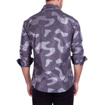 Maze Pattern Long Sleeve Button-Up Shirt // Black (2XL)