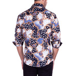 Baroque Polka Dot Long Sleeve Button-Up Shirt // Black (XL)