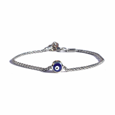 Watching You Chain Bracelet // Silver + Blue // Adjustable 7" - 7.75"