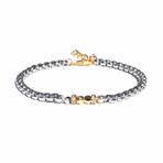 Hybrid Gold Faceted Bead + Chain Bracelet // Silver + Gold // Adjustable 7" - 7.75"