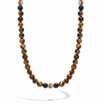 Tiger Energy Necklace // Brown + Gold + Black  // 20"