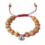 Buddha Within Bracelet // Brown + Red + Silver // Adjustable 7" - 7.75"
